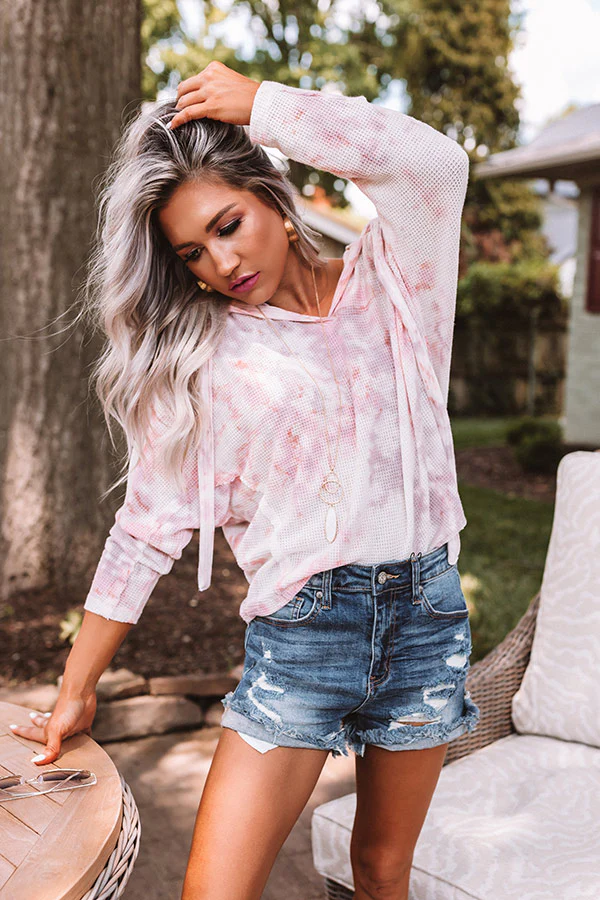 Tie Dye Pick Me Up Knit Hoodie In Blush - Image 2