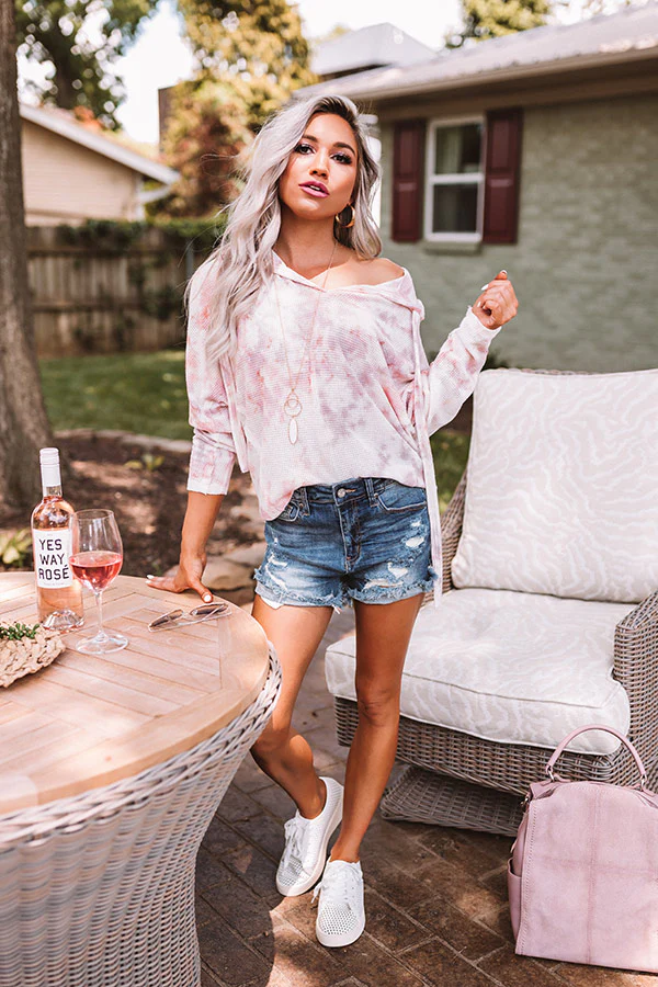 Tie Dye Pick Me Up Knit Hoodie In Blush - Image 6