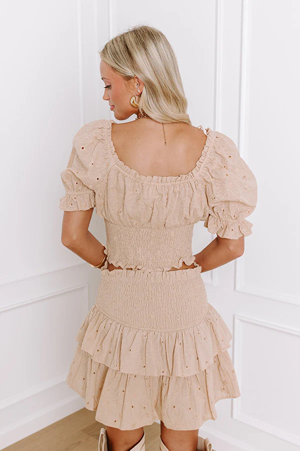 Tiki Party Eyelet Top In Beige - Image 2