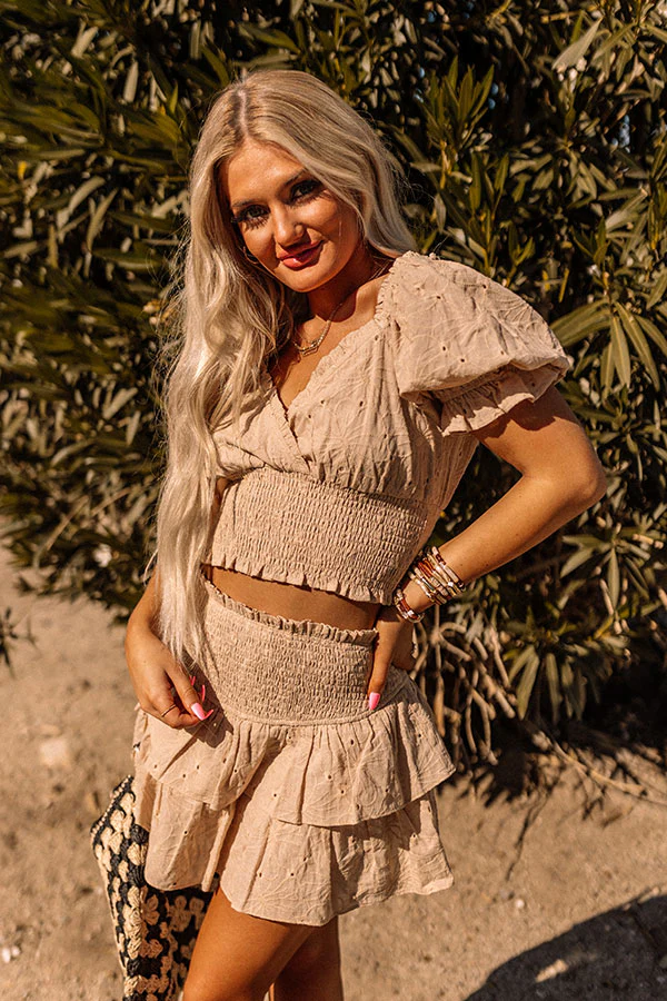 Tiki Party Eyelet Top In Beige - Image 7