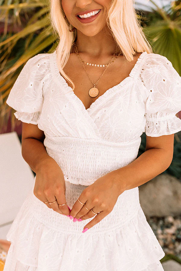Tiki Party Eyelet Top In White - Image 4