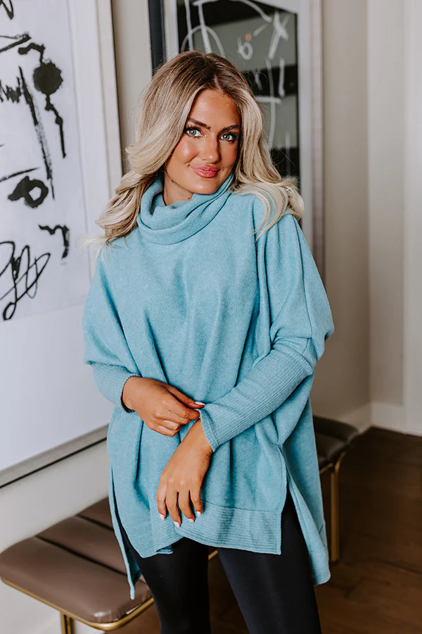 Time For Cozy Sweater in Light Teal - Image 5