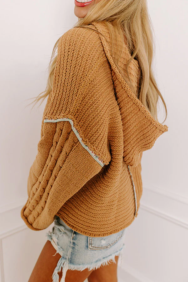 Toasty Times Knit Hoodie In Camel - Image 3