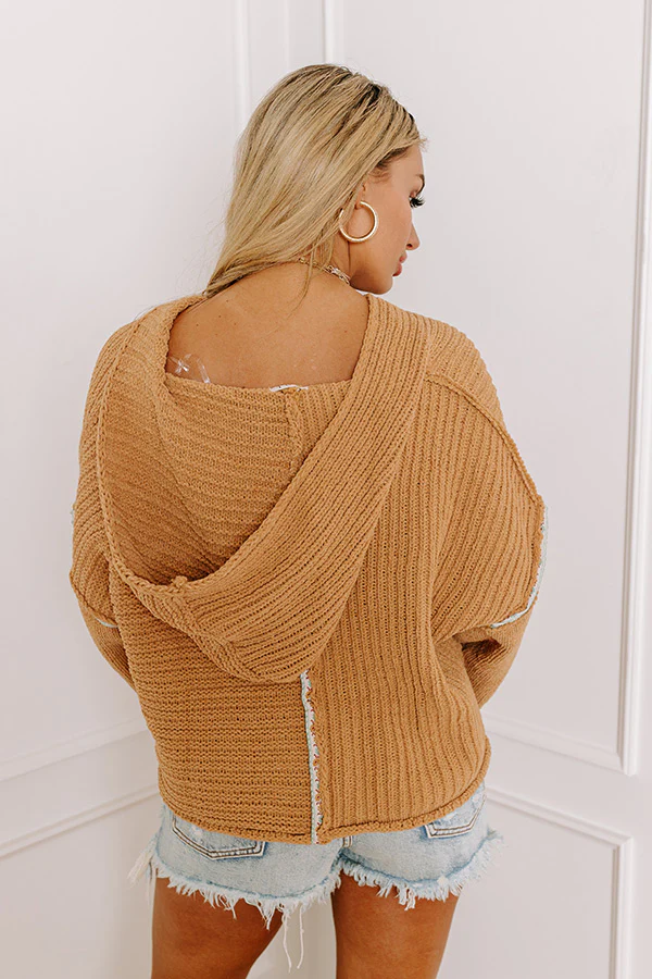 Toasty Times Knit Hoodie In Camel - Image 4