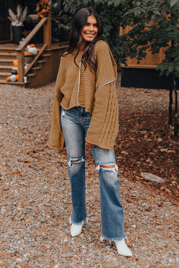 Toasty Times Knit Hoodie In Camel - Image 5