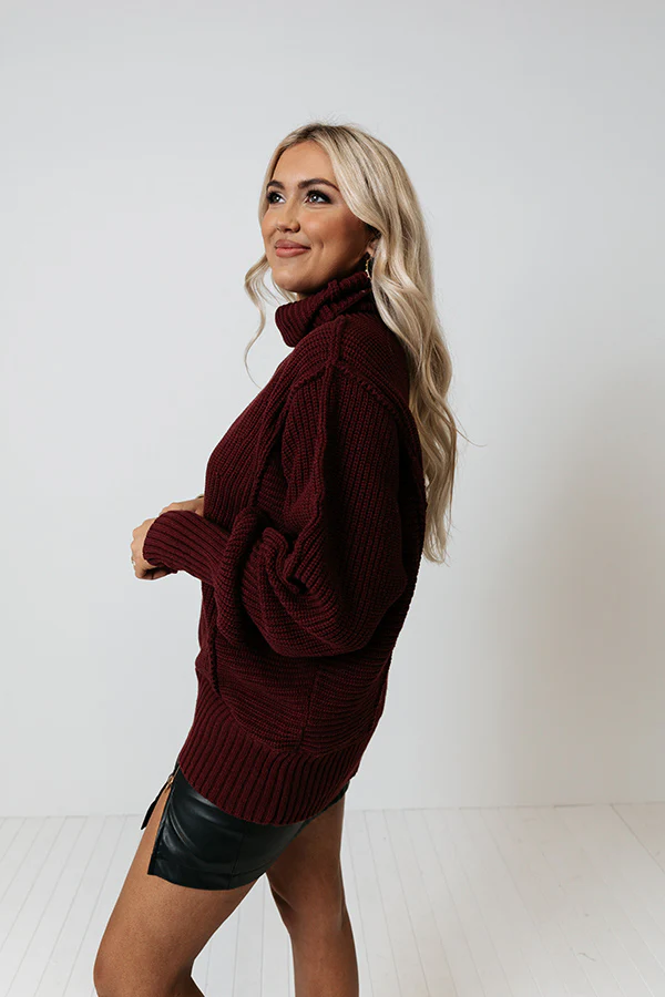 Toffee Kisses Knit Sweater In Maroon - Image 4