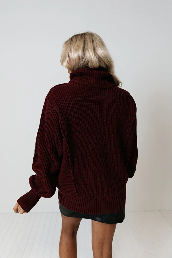 Toffee Kisses Knit Sweater In Maroon - Image 5