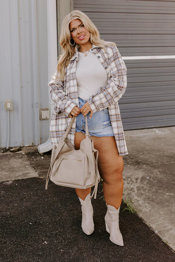 Touch Of Fall Plaid Tunic Dress In Cream Curves - Image 2