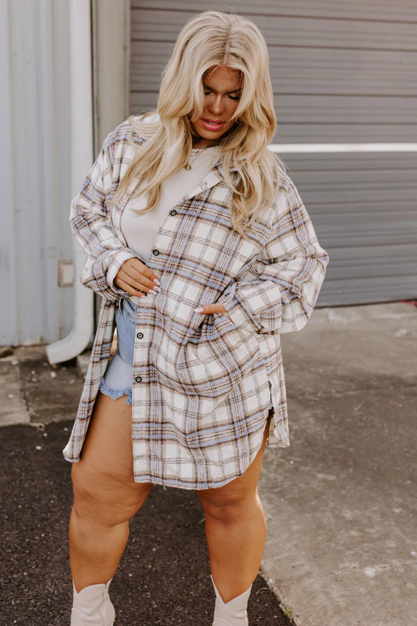 Touch Of Fall Plaid Tunic Dress In Cream Curves - Image 4