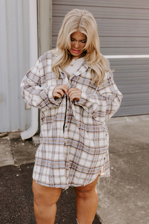 Touch Of Fall Plaid Tunic Dress In Cream Curves - Image 5