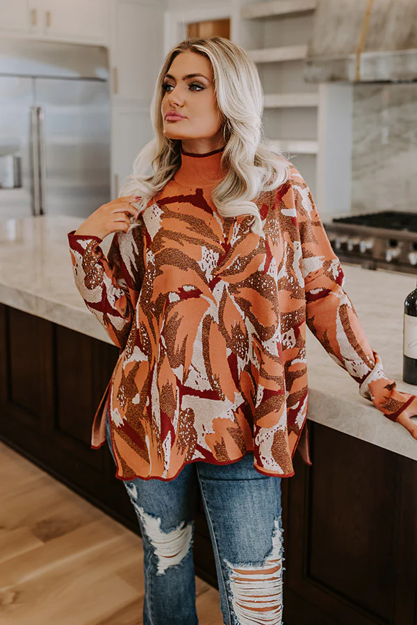 Touch Of Fall Sweater Top in Rust - Image 2