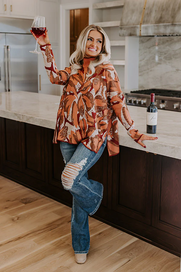 Touch Of Fall Sweater Top in Rust - Image 5