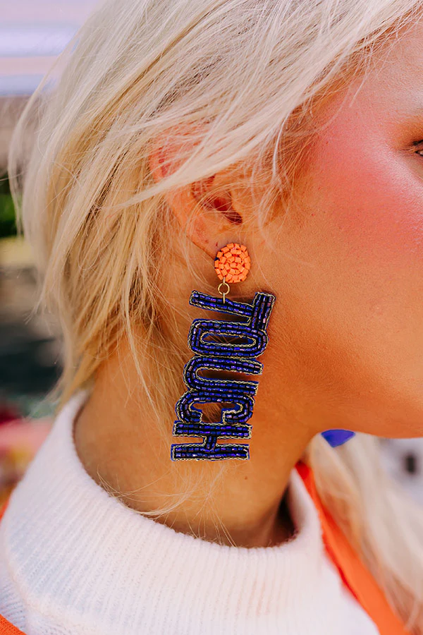 Touchdown Beaded Earrings In Navy - Image 4
