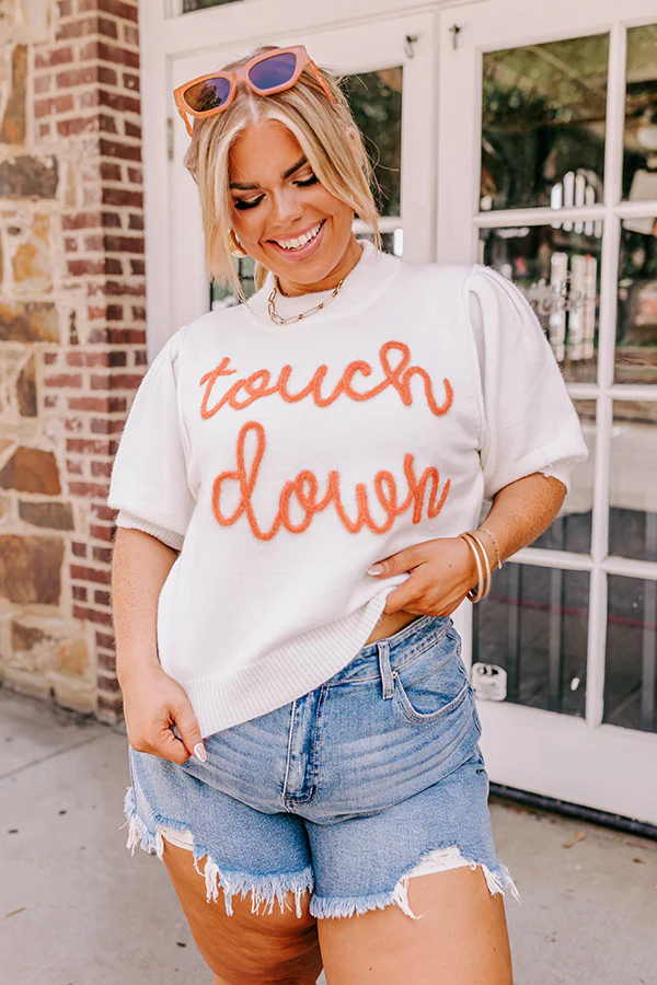 Touchdown Knit Sweater Top In White Curves - Image 2