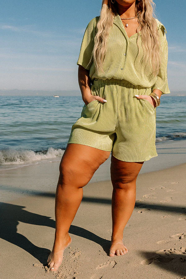 Tour The Town Pleated Shorts In Lime Punch Curves - Image 4
