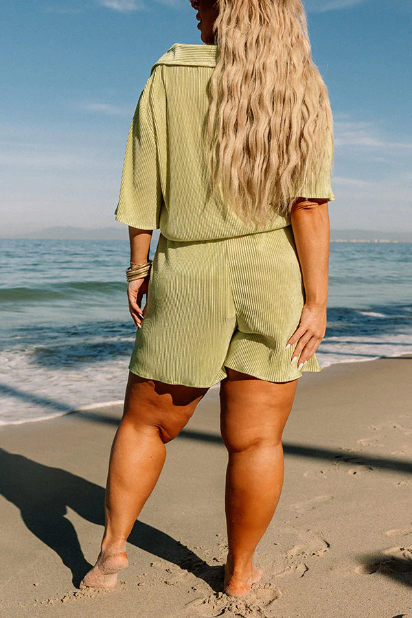 Tour The Town Pleated Shorts In Lime Punch Curves - Image 6