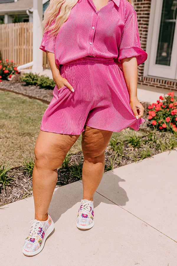 Tour The Town Pleated Shorts In Pink Curves - Image 3