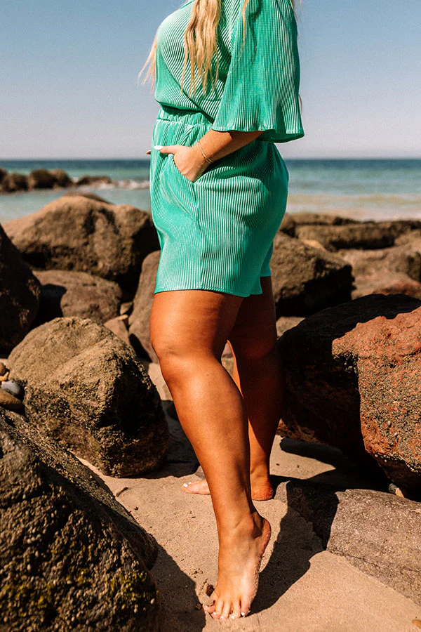 Tour The Town Pleated Shorts In Turquoise Curves - Image 8