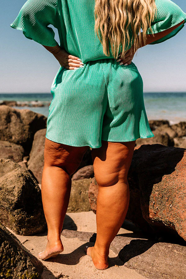Tour The Town Pleated Shorts In Turquoise Curves - Image 9