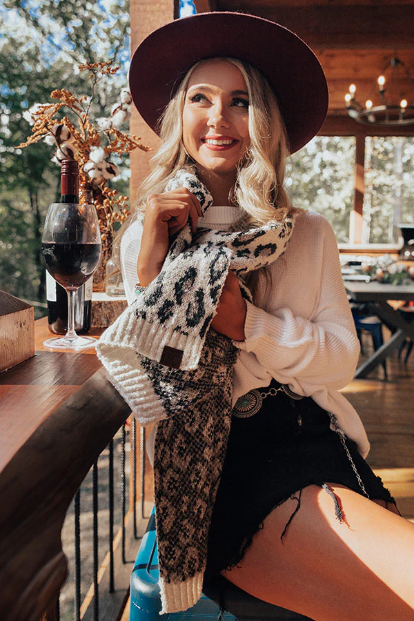 Town Square Leopard Scarf In White