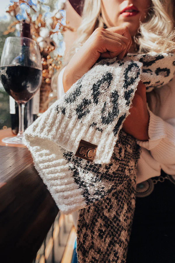 Town Square Leopard Scarf In White - Image 3