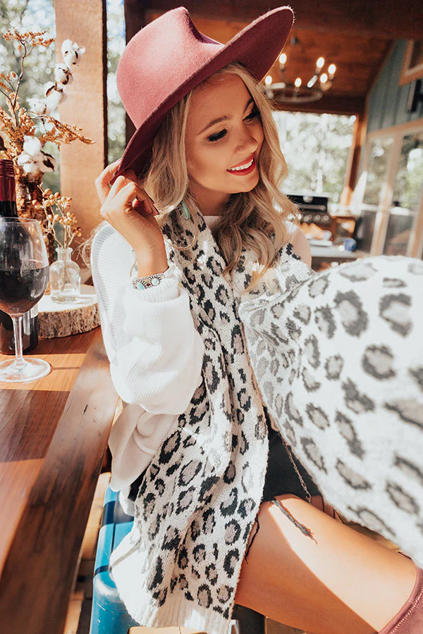 Town Square Leopard Scarf In White - Image 5