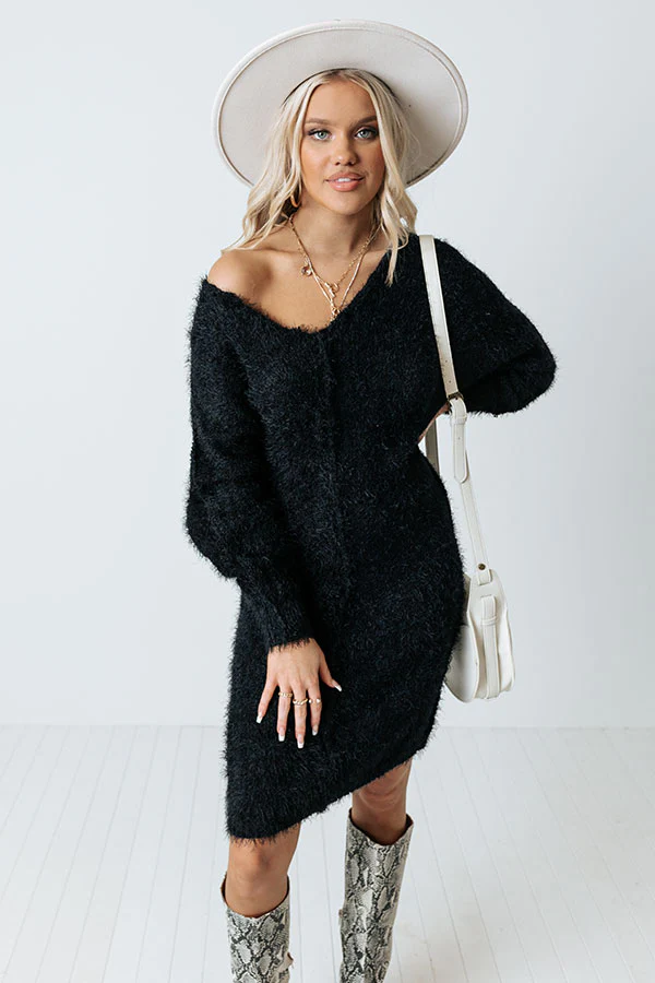 Tres Cozy Sweater Dress In Black - Image 7