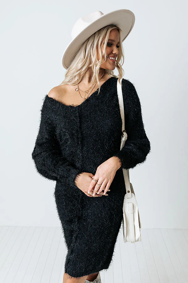 Tres Cozy Sweater Dress In Black - Image 8