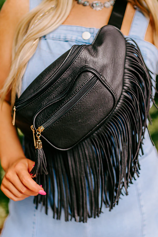Trip Of My Life Fringe Fanny Pack In Black - Image 3