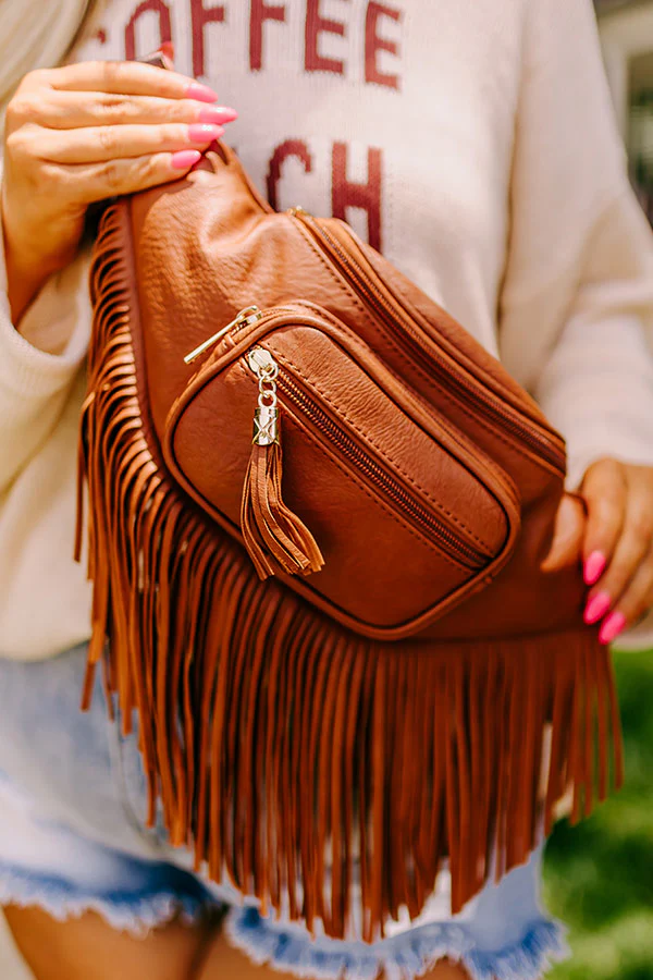 Trip Of My Life Fringe Fanny Pack In Brown - Image 7