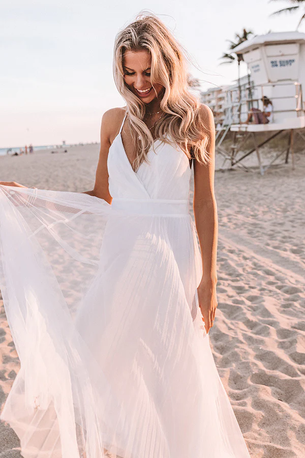 True Romance Pleated Tulle Maxi Dress in White - Image 7