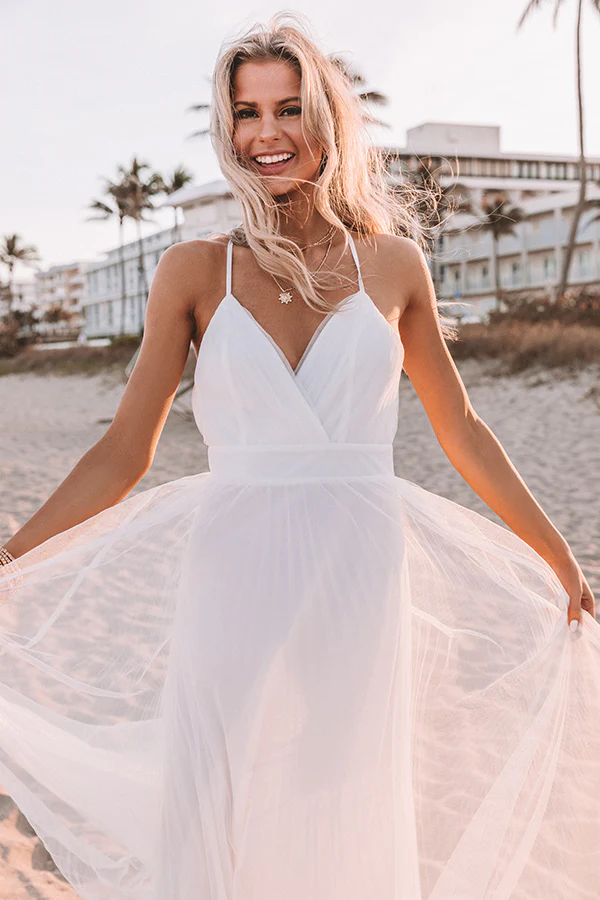 True Romance Pleated Tulle Maxi Dress in White - Image 8