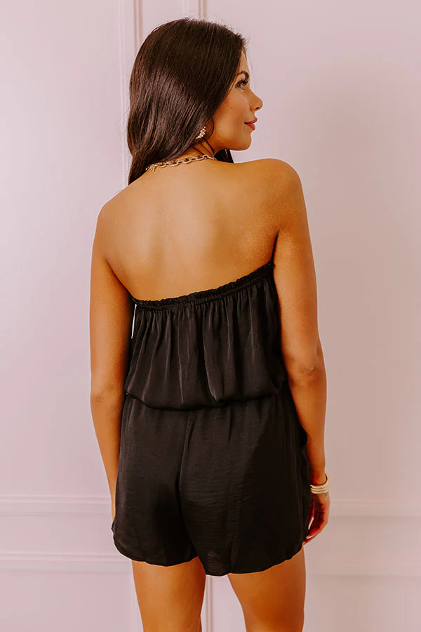 Turn Up The Volume Romper in Black - Image 4