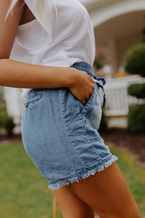 Tuscan Time Chambray Shorts In Medium Wash - Image 3