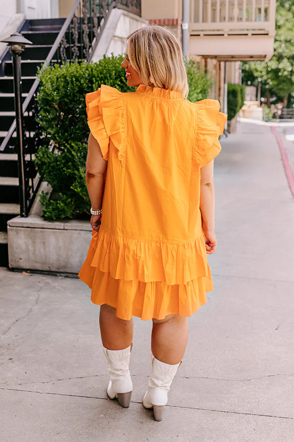 Under The Stadium Lights Ruffle Mini Dress in Orange Curves - Image 4