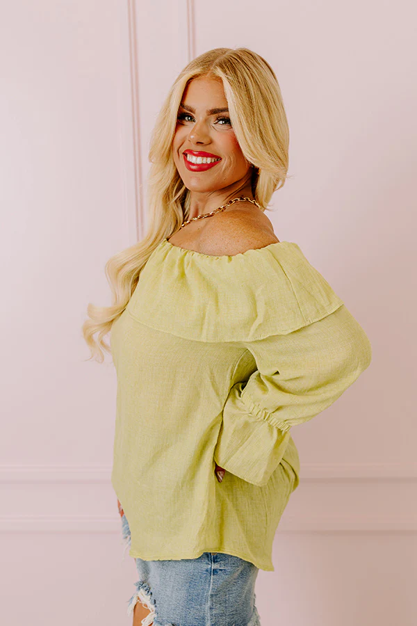 Vacay Honey Off Shoulder Shift Top in Lime Punch Curves - Image 3
