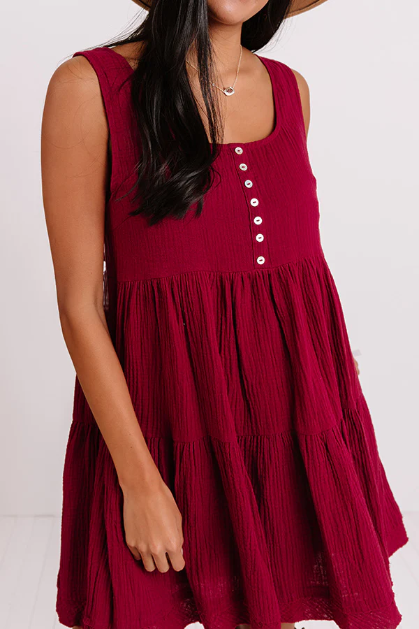 Vermont Views Babydoll Dress In Wine - Image 4