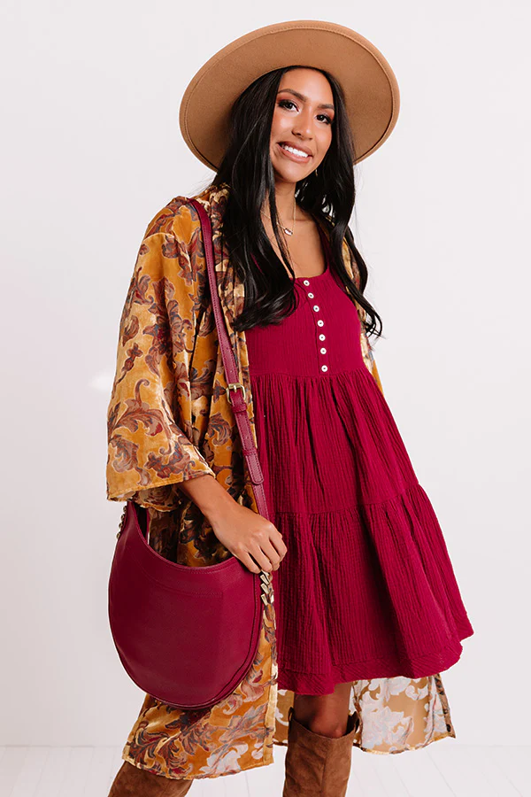 Vermont Views Babydoll Dress In Wine - Image 5