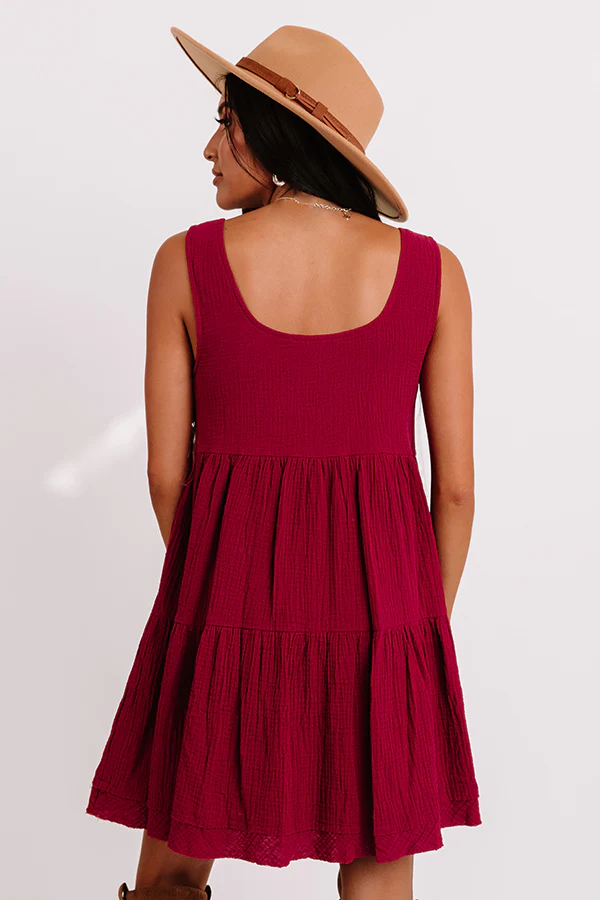 Vermont Views Babydoll Dress In Wine - Image 6