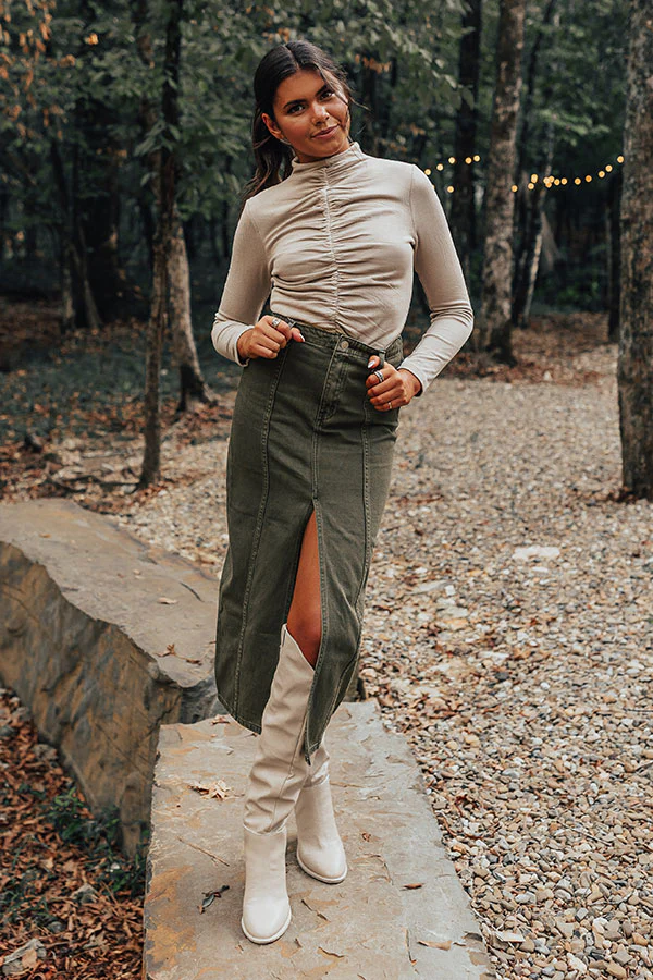 VIP Situation Ruched Top in Birch - Image 2