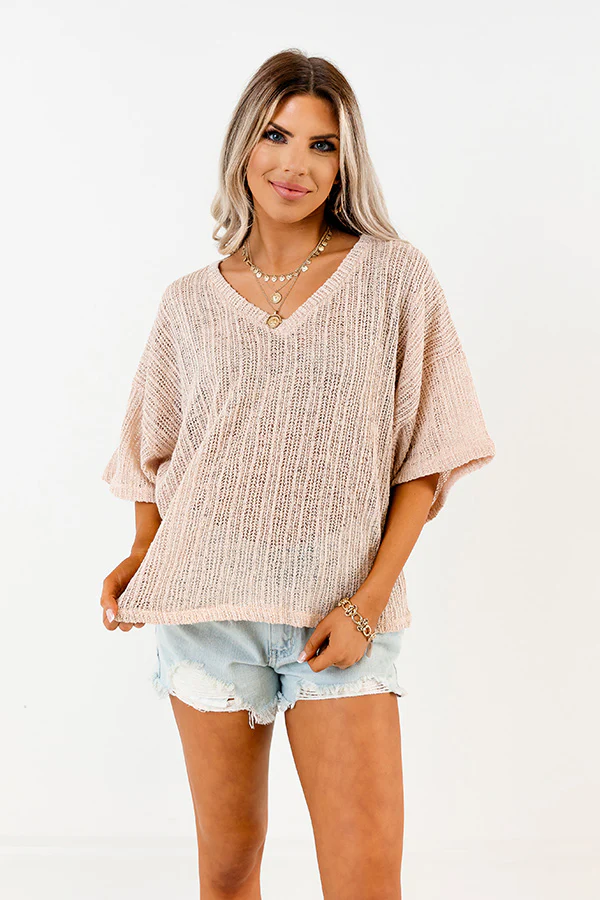 Vitamin Sea For Me Knit Top In Light Peach