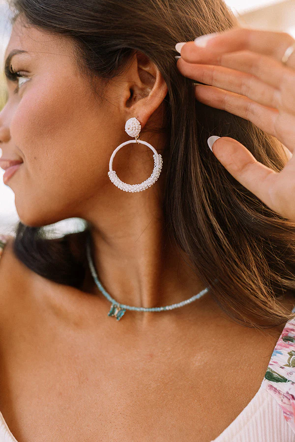 Wait And Smile Beaded Earrings In White - Image 2