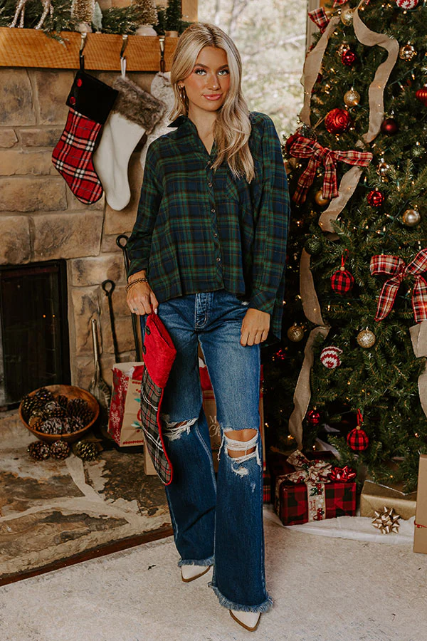 Wait List Plaid Top In Green - Image 5