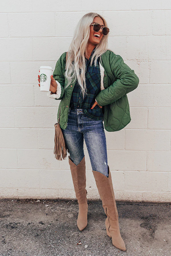 Wait List Plaid Top In Green - Image 8