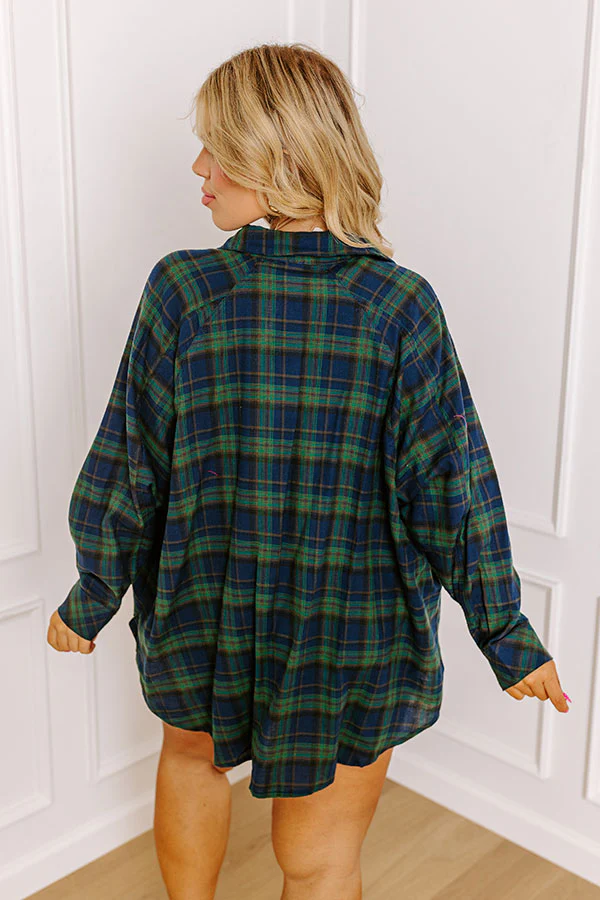 Wait List Plaid Top In Green Curves - Image 3