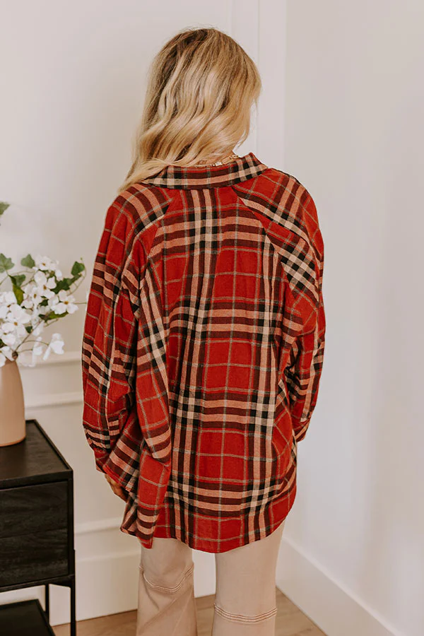Wait List Plaid Top In Rust - Image 4