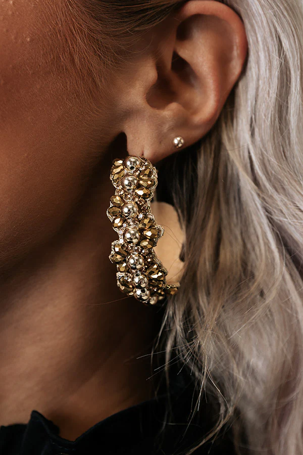 Warm Glow Beaded Hoop Earrings - Image 2