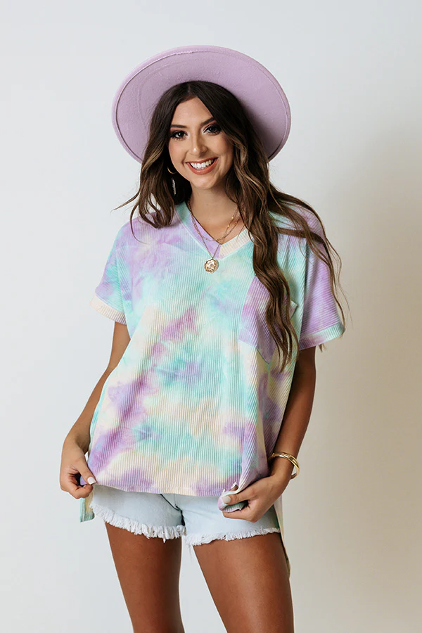 Weekend Hang Out Tie Dye Shift Tee In Lavender - Image 4