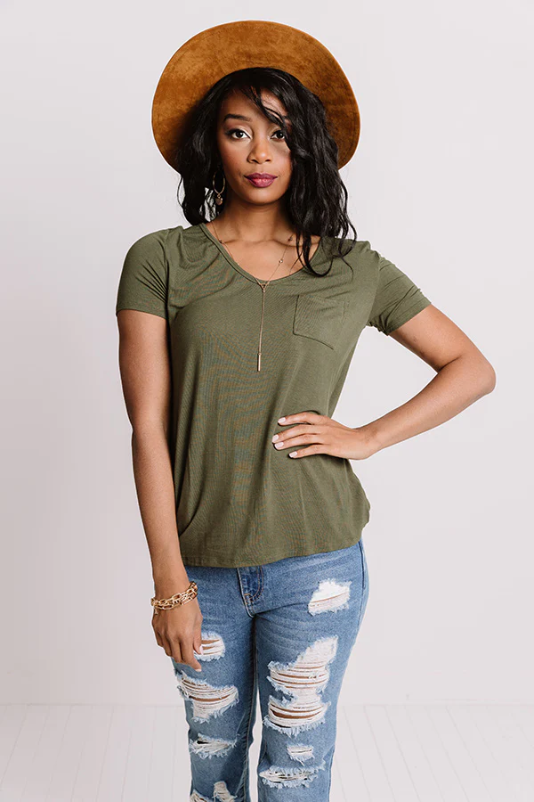 Weekend On The Town Shift Tee In Army Green - Image 2