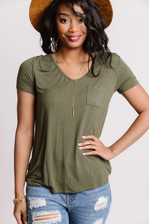 Weekend On The Town Shift Tee In Army Green - Image 3